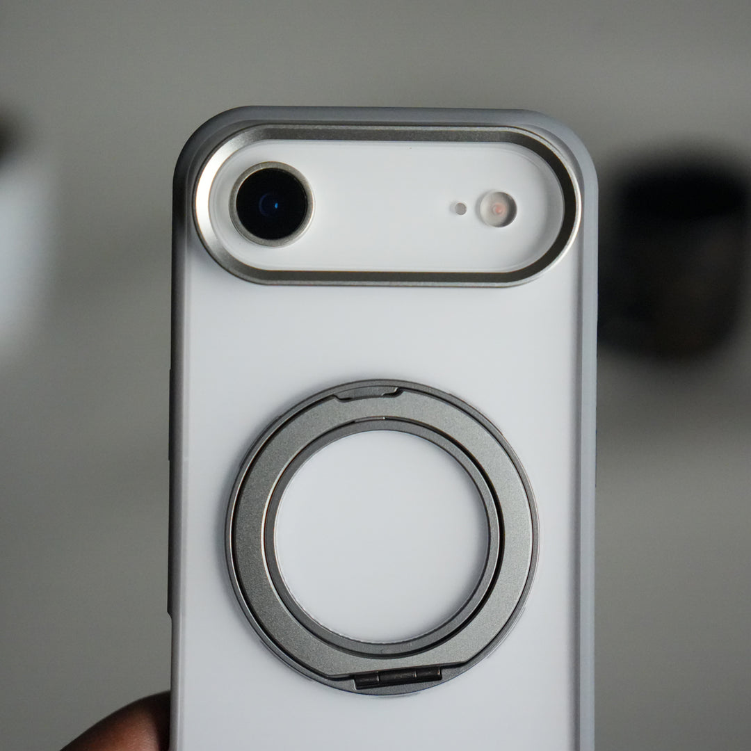 iPhone 17 Air Transparent Magnetic Ring Case | Frosted Shockproof Kickstand Cover