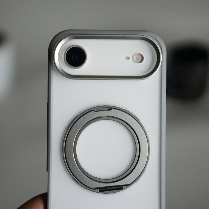 iPhone 17 Air Transparent Magnetic Ring Case | Frosted Shockproof Kickstand Cover