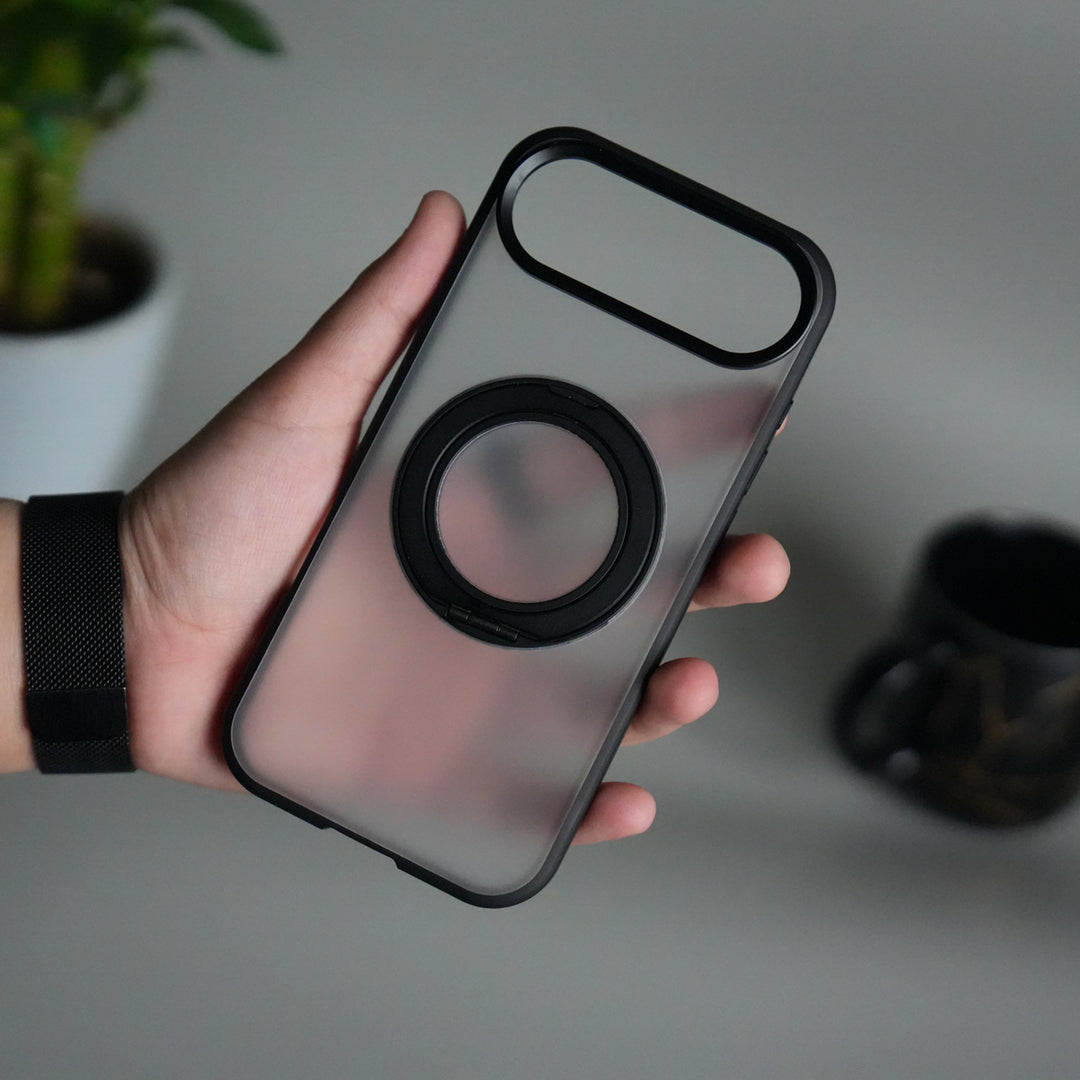 iPhone 17 Air Transparent Magnetic Ring Case | Frosted Shockproof Kickstand Cover
