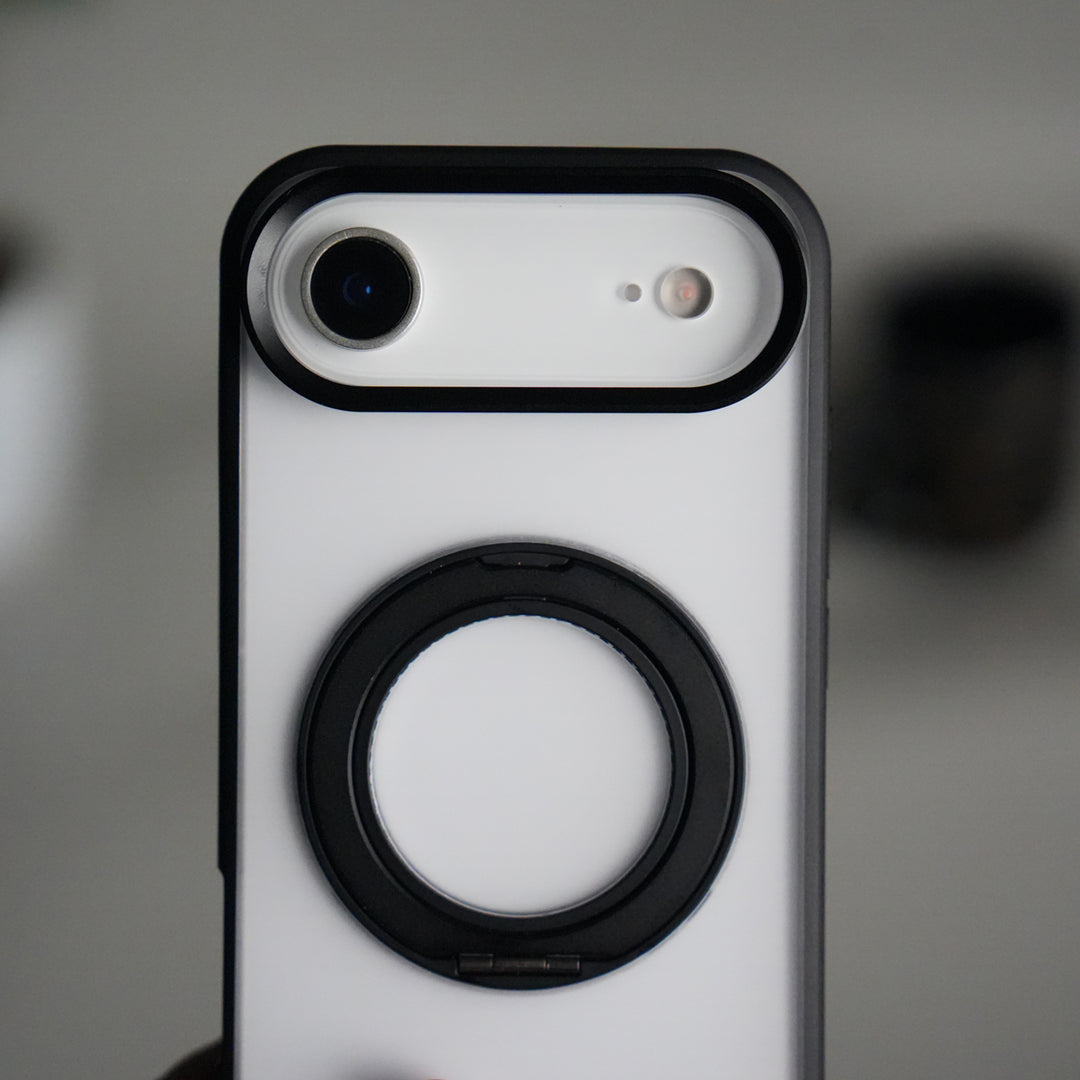 iPhone 17 Air Transparent Magnetic Ring Case | Frosted Shockproof Kickstand Cover