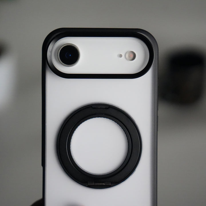 iPhone 17 Air Transparent Magnetic Ring Case | Frosted Shockproof Kickstand Cover