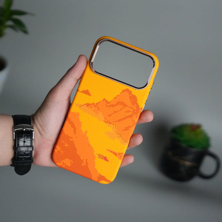 iPhone 17 Pro Carbon Fiber Texture Design Hard Pc MagSafe Case Cover YellowHill