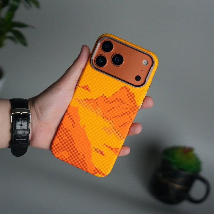 iPhone 17 Pro Carbon Fiber Texture Design Hard Pc MagSafe Case Cover YellowHill