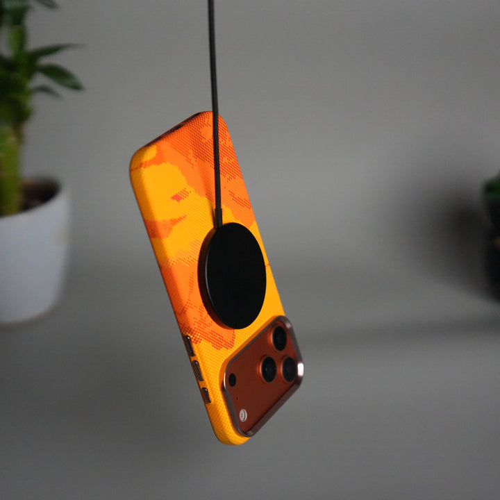 iPhone 17 Pro Carbon Fiber Texture Design Hard Pc MagSafe Case Cover YellowHill