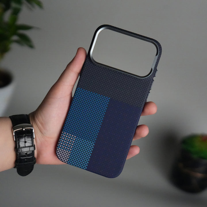 iPhone 17 Pro Carbon Fiber Texture Design Hard Pc MagSafe Case Cover Blueblack