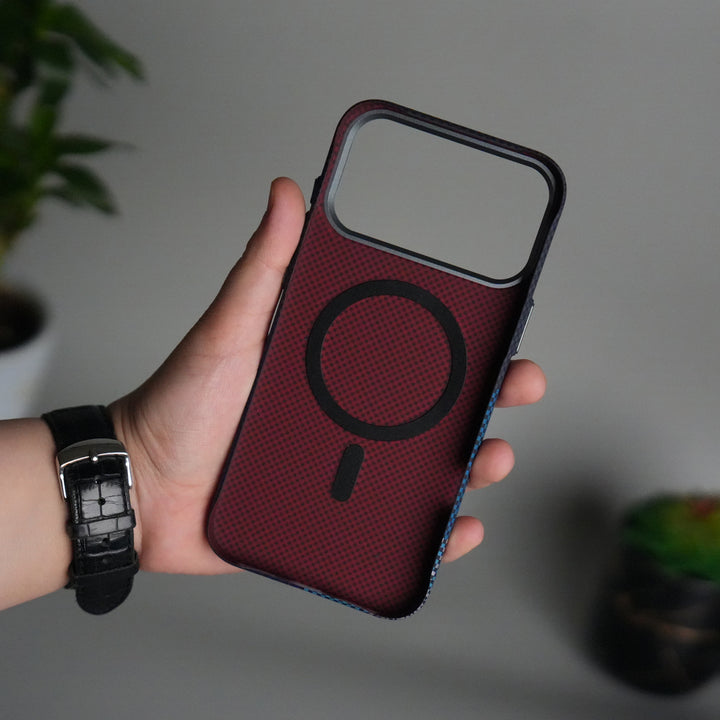 iPhone 17 Pro Carbon Fiber Texture Design Hard Pc MagSafe Case Cover Blueblack