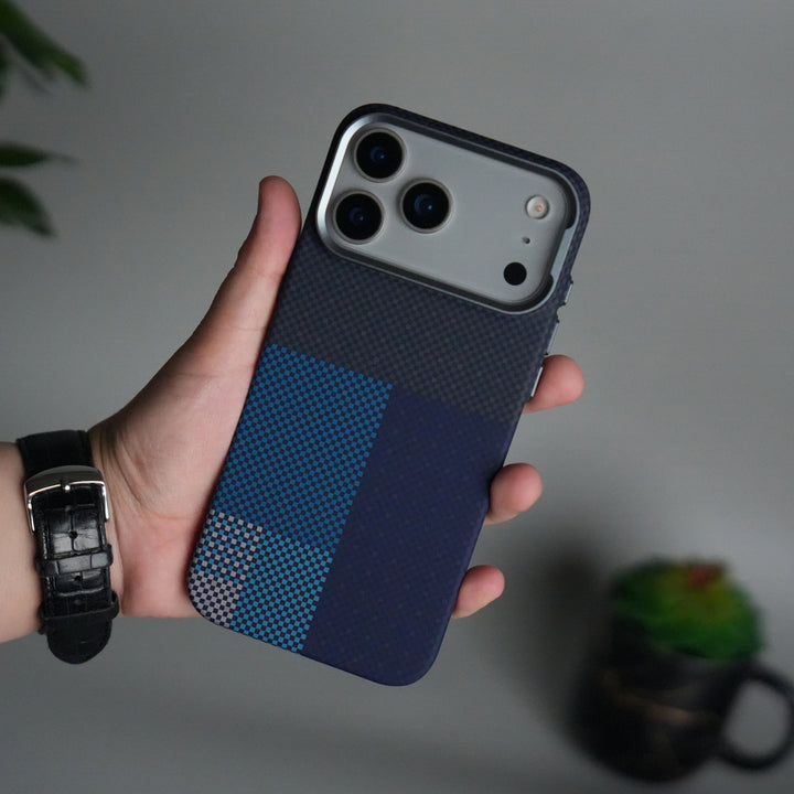 iPhone 17 Pro Carbon Fiber Texture Design Hard Pc MagSafe Case Cover Blueblack