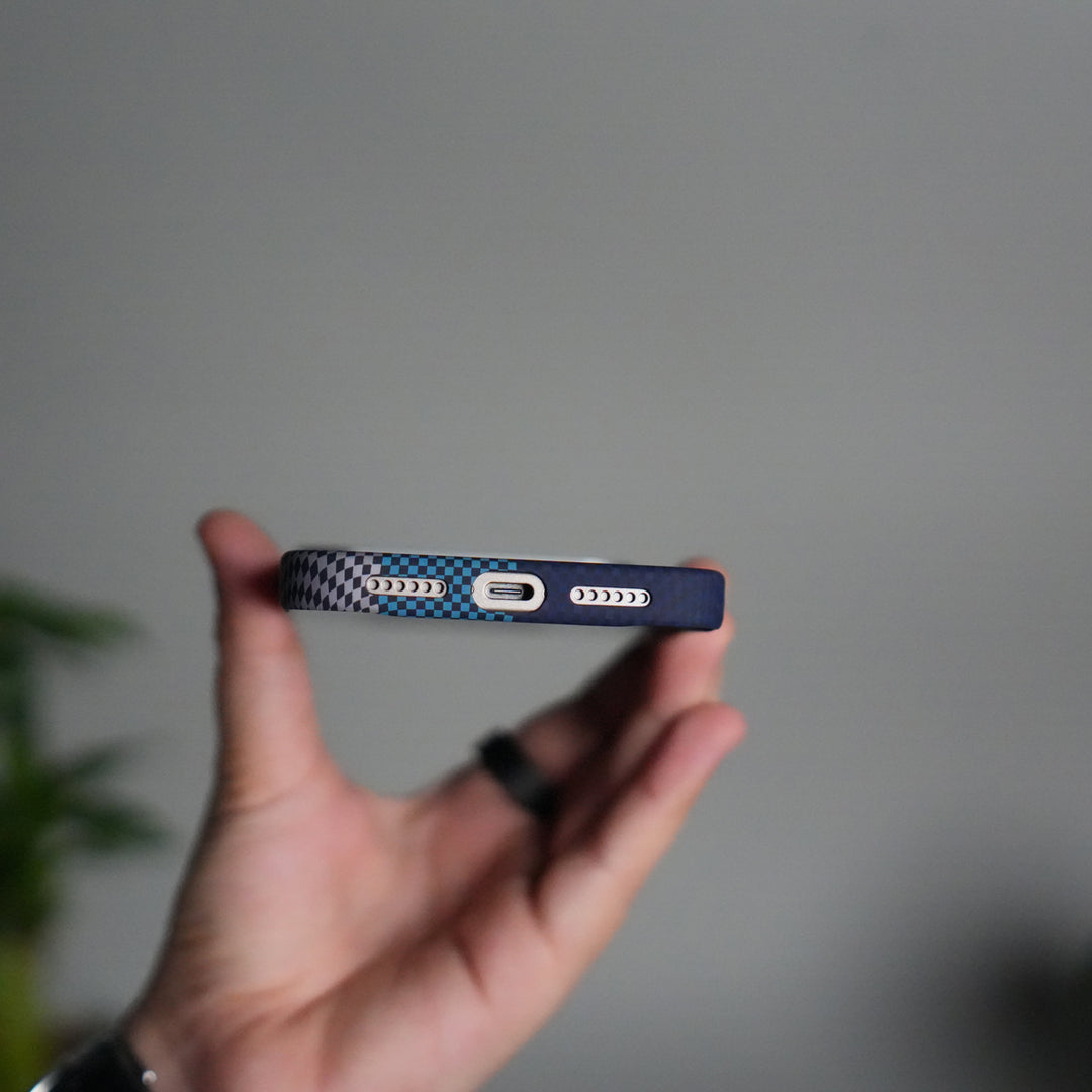 iPhone 17 Pro Carbon Fiber Texture Design Hard Pc MagSafe Case Cover Blueblack