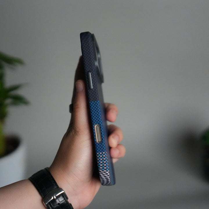 iPhone 17 Pro Carbon Fiber Texture Design Hard Pc MagSafe Case Cover Blueblack