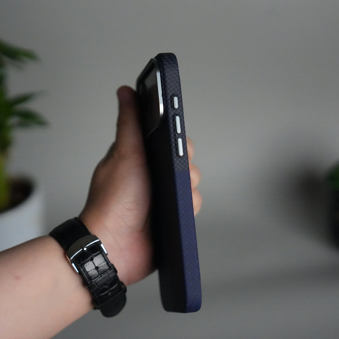 iPhone 17 Pro Carbon Fiber Texture Design Hard Pc MagSafe Case Cover Blueblack