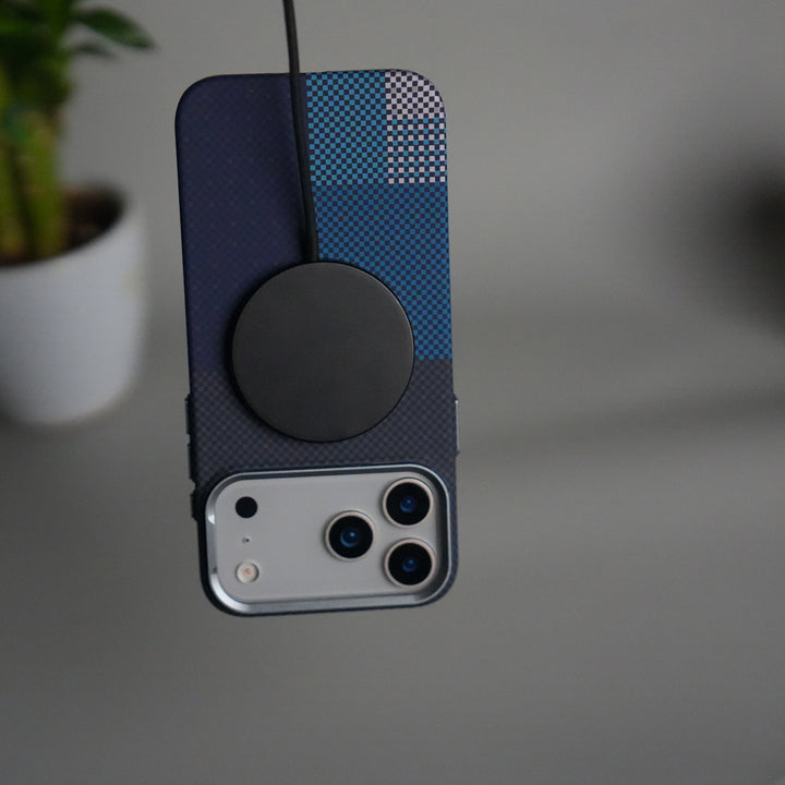 iPhone 17 Pro Carbon Fiber Texture Design Hard Pc MagSafe Case Cover Blueblack