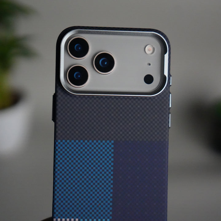 iPhone 17 Pro Carbon Fiber Texture Design Hard Pc MagSafe Case Cover Blueblack