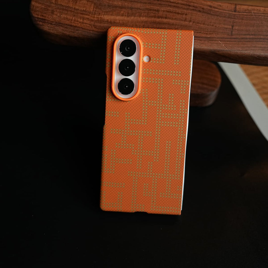 Pixel Geometric Woven Texture Slim Case For Samsung Galaxy Z fold 6