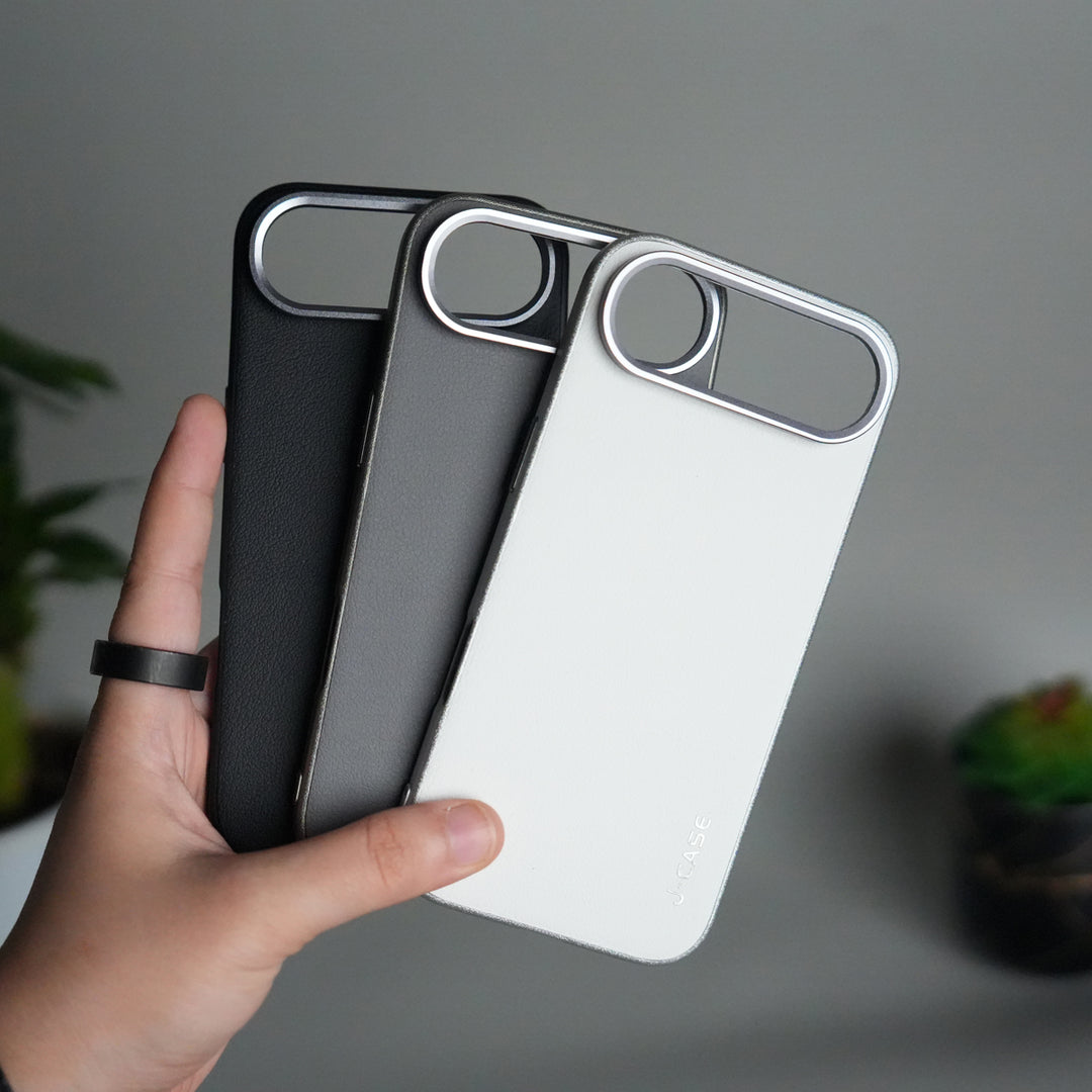 iPhone 17 Air Luxury Leather Matte Case | Slim Protective Metal Frame Back Cover