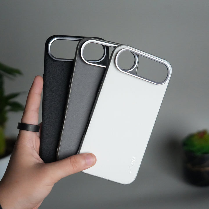 iPhone 17 Air Luxury Leather Matte Case | Slim Protective Metal Frame Back Cover