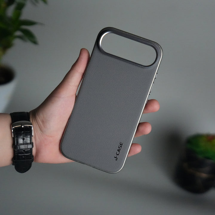 iPhone 17 Air Luxury Leather Matte Case | Slim Protective Metal Frame Back Cover