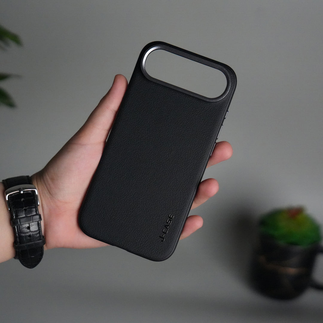 iPhone 17 Air Luxury Leather Matte Case | Slim Protective Metal Frame Back Cover