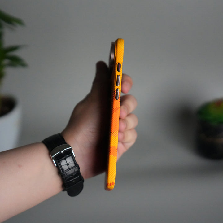 iPhone 17 Air Carbon Fiber Texture Design Hard Pc MagSafe Case Cover YellowHill