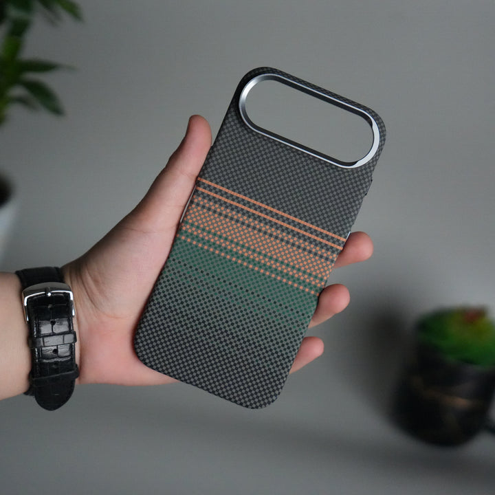 iPhone 17 Air Carbon Fiber Texture Design Hard Pc MagSafe Case Cover OrangeGreen