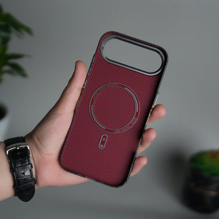 iPhone 17 Air Carbon Fiber Texture Design Hard Pc MagSafe Case Cover OrangeGreen