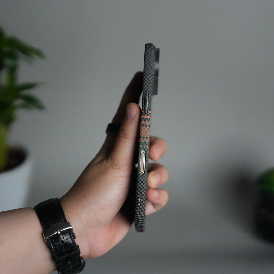 iPhone 17 Air Carbon Fiber Texture Design Hard Pc MagSafe Case Cover OrangeGreen