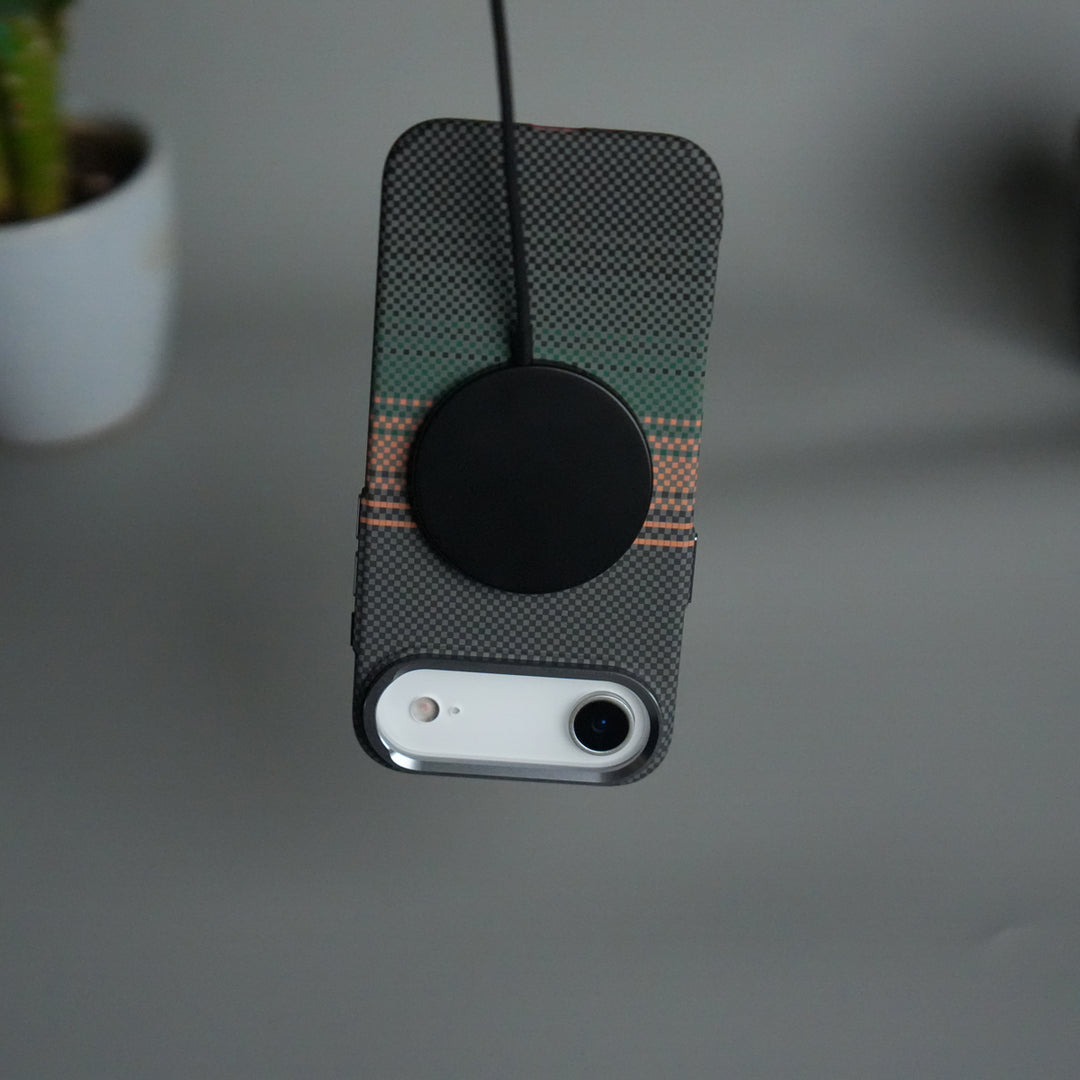 iPhone 17 Air Carbon Fiber Texture Design Hard Pc MagSafe Case Cover OrangeGreen