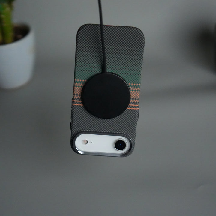 iPhone 17 Air Carbon Fiber Texture Design Hard Pc MagSafe Case Cover OrangeGreen