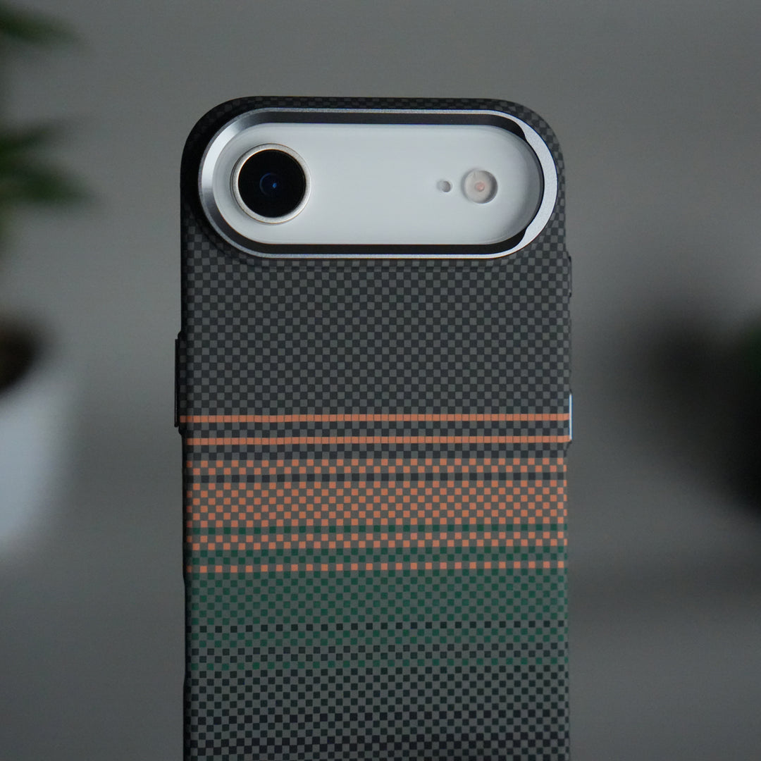 iPhone 17 Air Carbon Fiber Texture Design Hard Pc MagSafe Case Cover OrangeGreen