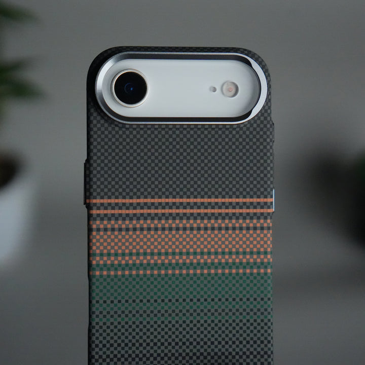 iPhone 17 Air Carbon Fiber Texture Design Hard Pc MagSafe Case Cover OrangeGreen