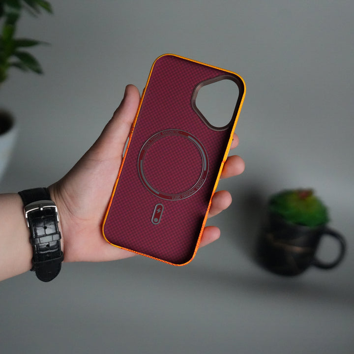 iPhone 17 Carbon Fiber Texture Design Hard Pc MagSafe Case Cover YellowHill