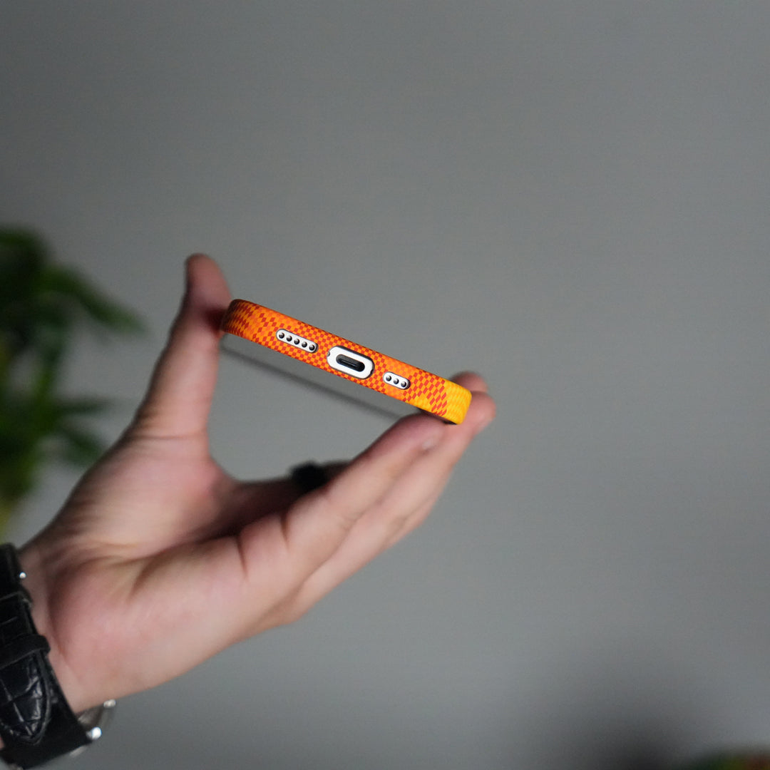 iPhone 17 Carbon Fiber Texture Design Hard Pc MagSafe Case Cover YellowHill