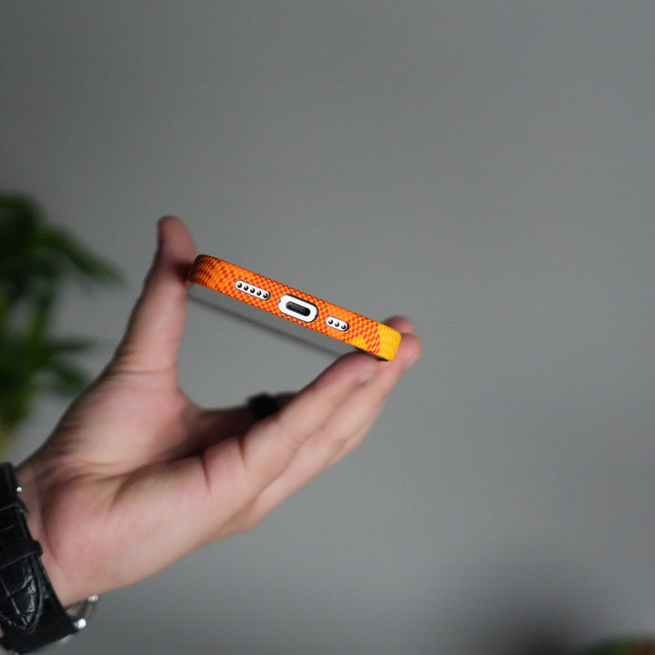 iPhone 17 Carbon Fiber Texture Design Hard Pc MagSafe Case Cover YellowHill