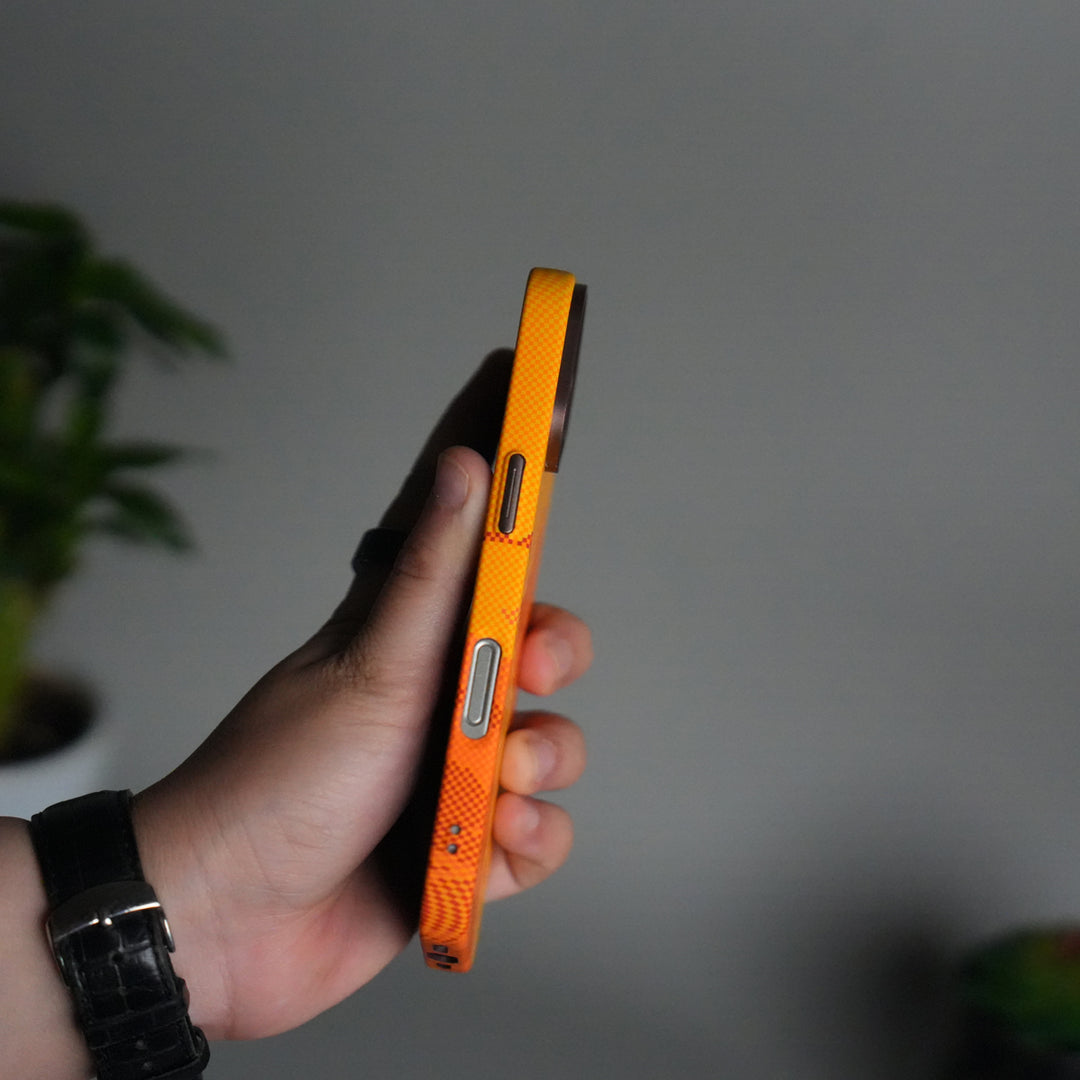 iPhone 17 Carbon Fiber Texture Design Hard Pc MagSafe Case Cover YellowHill