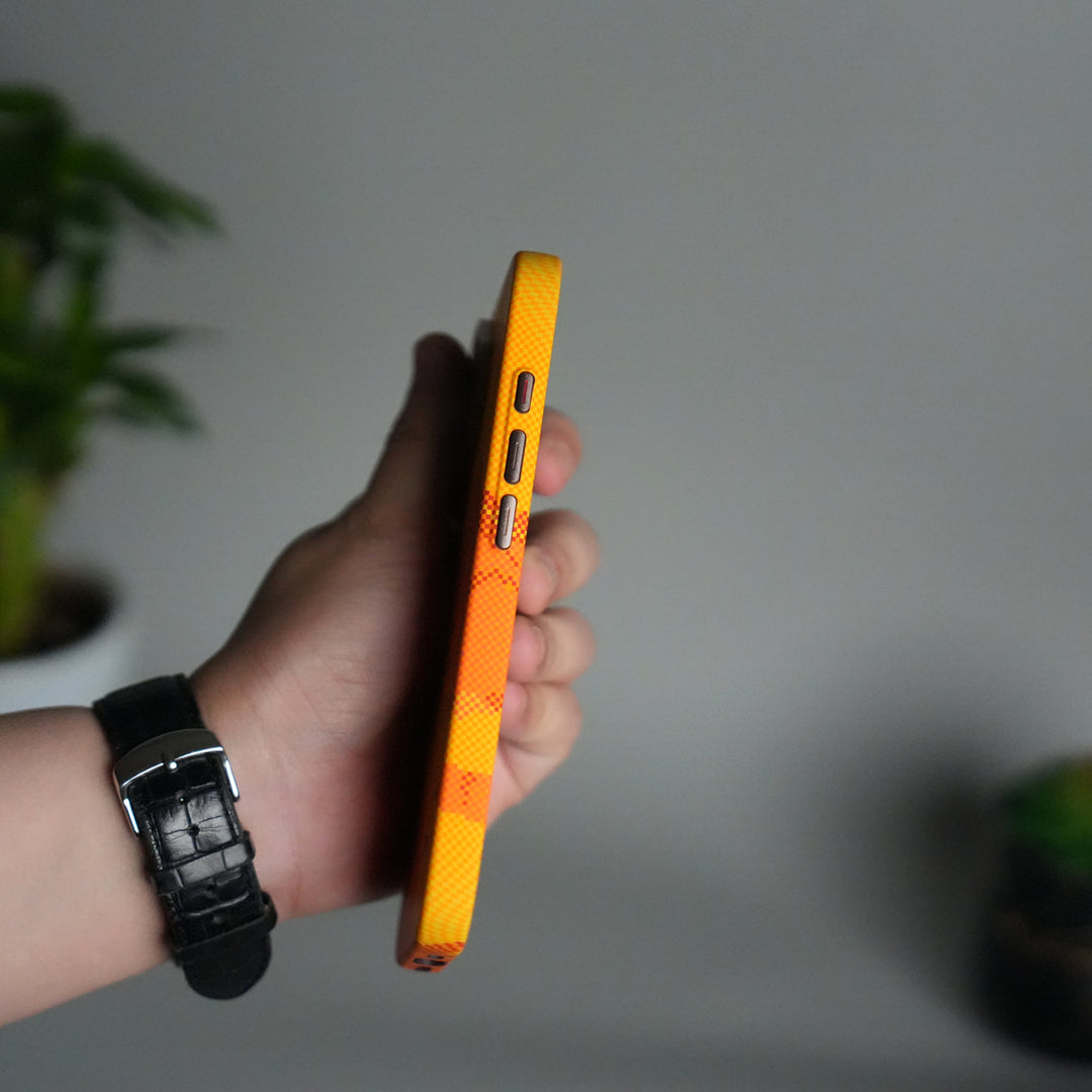 iPhone 17 Carbon Fiber Texture Design Hard Pc MagSafe Case Cover YellowHill