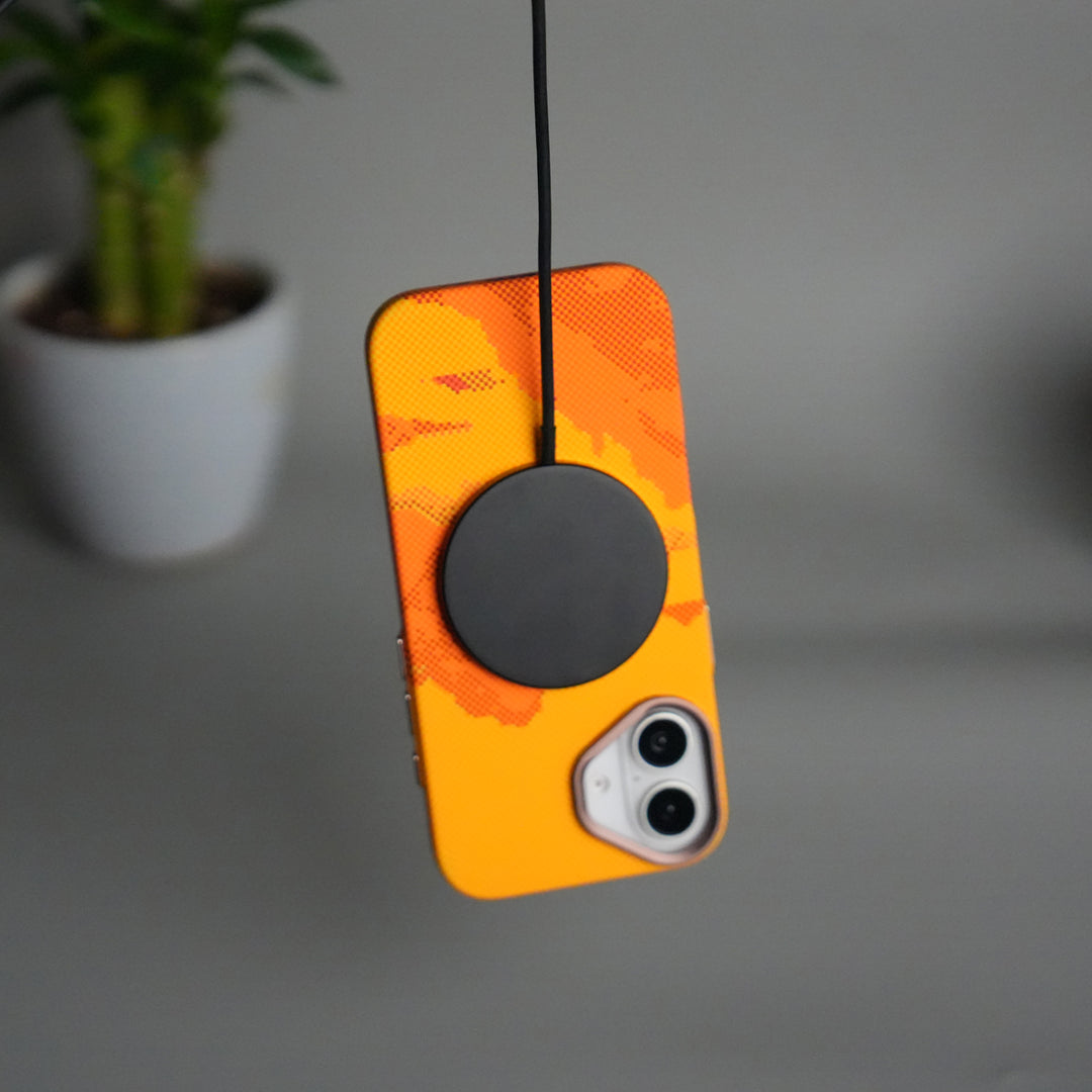 iPhone 17 Carbon Fiber Texture Design Hard Pc MagSafe Case Cover YellowHill