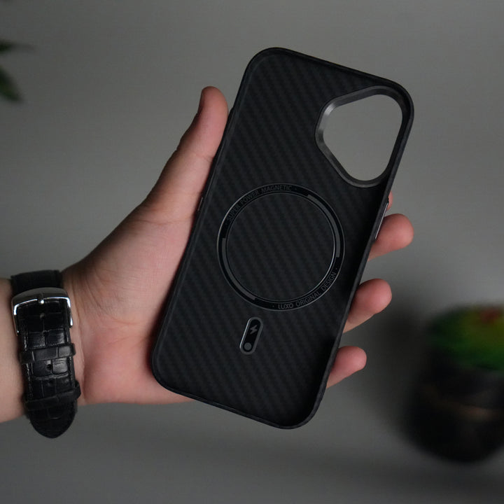 iPhone 17 Carbon Fiber Texture Design Hard Pc MagSafe Case Cover BlackCarbon