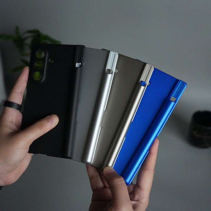 Galaxy Z Fold 7 S Pen Holder Case with Front Glass | Matte Finish Shockproof Hinge Protection Cover