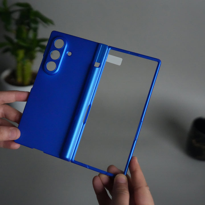 Galaxy Z Fold 7 S Pen Holder Case with Front Glass | Matte Finish Shockproof Hinge Protection Cover