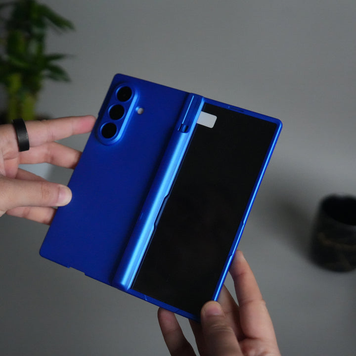 Galaxy Z Fold 7 S Pen Holder Case with Front Glass | Matte Finish Shockproof Hinge Protection Cover