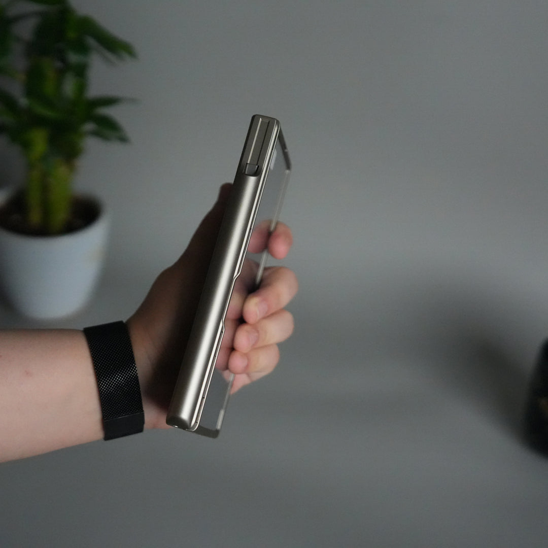 Galaxy Z Fold 7 S Pen Holder Case with Front Glass | Matte Finish Shockproof Hinge Protection Cover