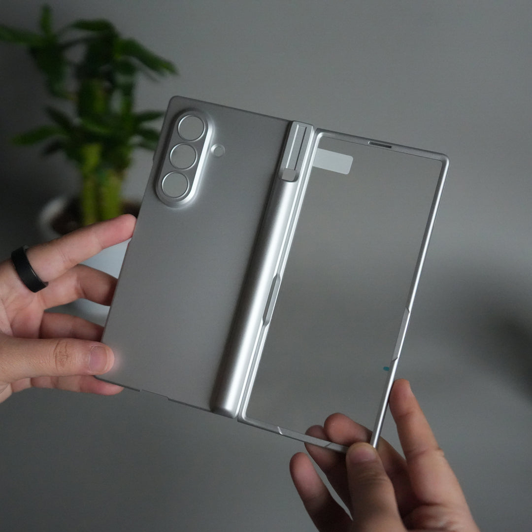 Galaxy Z Fold 7 S Pen Holder Case with Front Glass | Matte Finish Shockproof Hinge Protection Cover