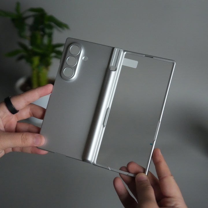 Galaxy Z Fold 7 S Pen Holder Case with Front Glass | Matte Finish Shockproof Hinge Protection Cover