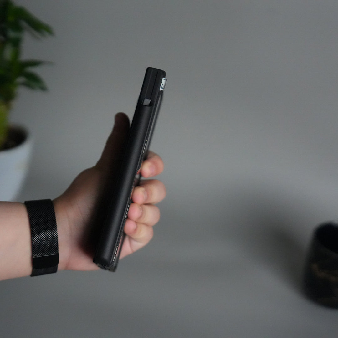 Galaxy Z Fold 7 S Pen Holder Case with Front Glass | Matte Finish Shockproof Hinge Protection Cover