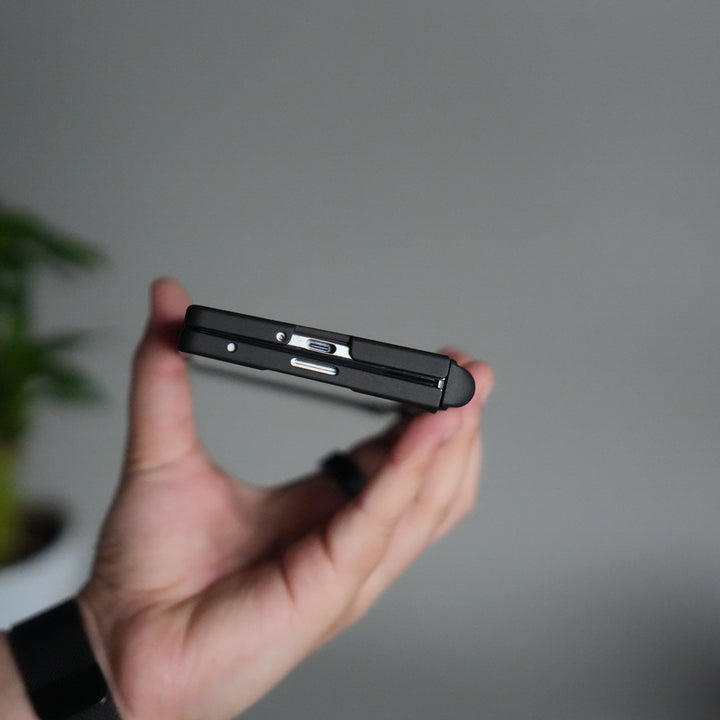 Galaxy Z Fold 7 S Pen Holder Case with Front Glass | Matte Finish Shockproof Hinge Protection Cover