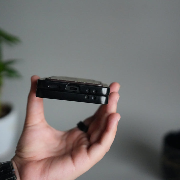 Galaxy Z Flip 7 Luxury Brand Leather Card Holder Case | Slim Wallet Back Cover