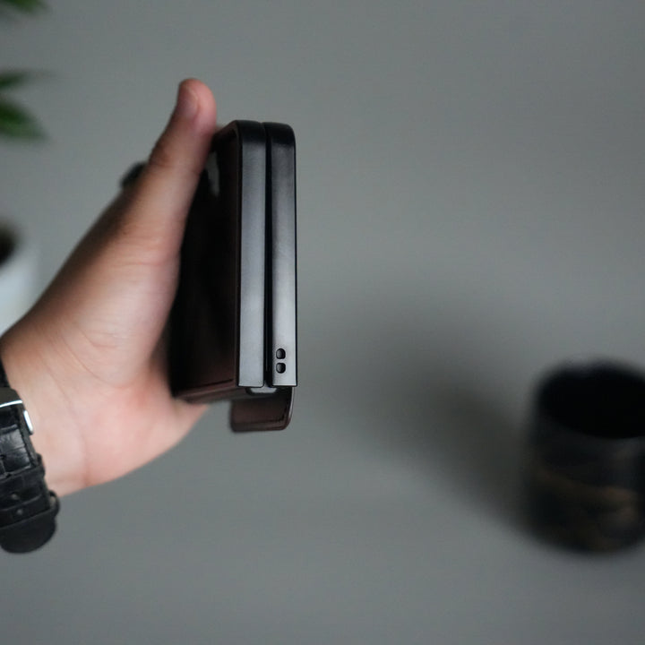 Galaxy Z Flip 7 Luxury Brand Leather Card Holder Case | Slim Wallet Back Cover