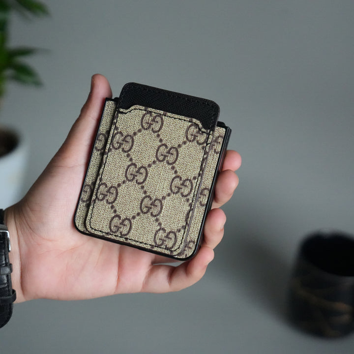 Galaxy Z Flip 7 Luxury Brand Leather Card Holder Case | Slim Wallet Back Cover