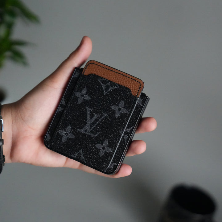 Galaxy Z Flip 7 Luxury Brand Leather Card Holder Case | Slim Wallet Back Cover