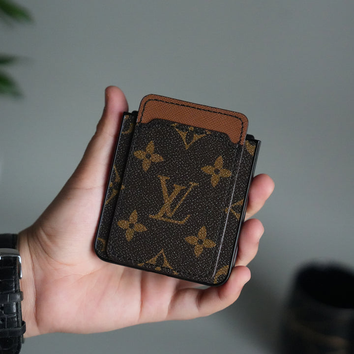 Galaxy Z Flip 7 Luxury Brand Leather Card Holder Case | Slim Wallet Back Cover