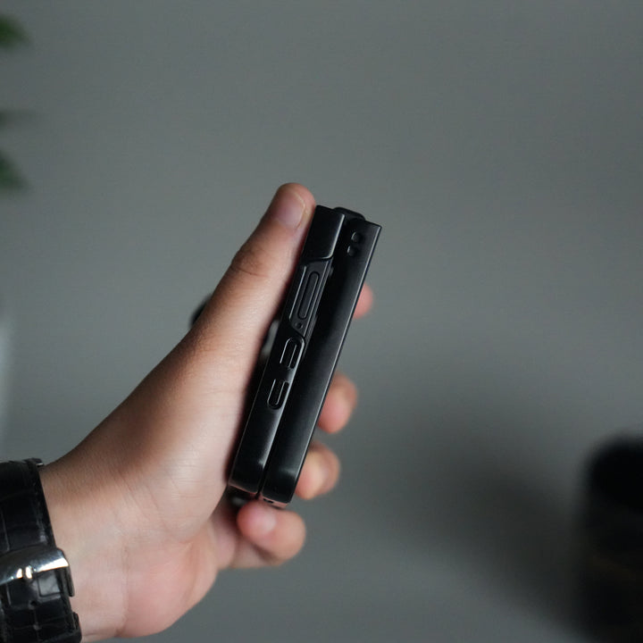 Galaxy Z Flip 7 Luxury Leather CC Pattern Case | Slim Designer Back Cover